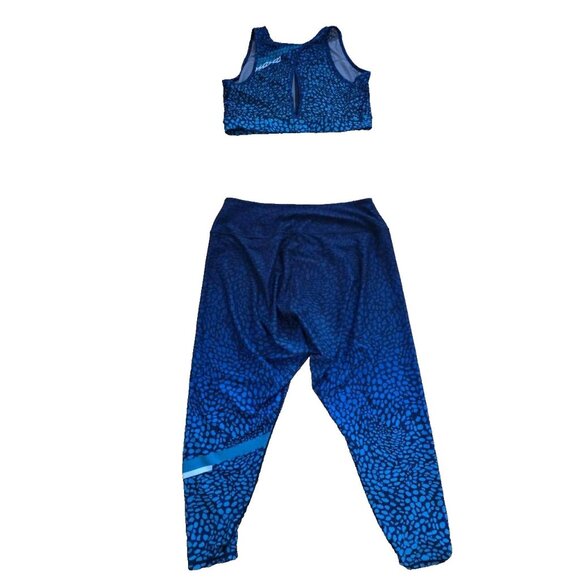Peloton WITH blue print sports bra and leggings SET Blue 2X A001267 - Picture 12 of 13